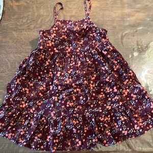 Burgundy girls floral dress summer dress